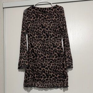 SHEIN Animal Print Long Sleeve Dress